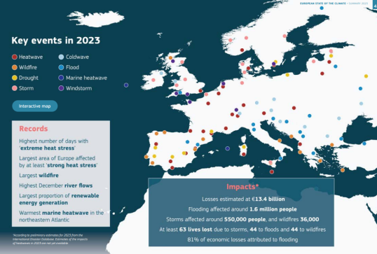 eventi 2023 stato del clima in Europa 2023