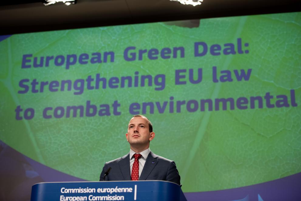 Press conference by Virginijus Sinkevicius, European Commissioner, on improving environmental protection through criminal law