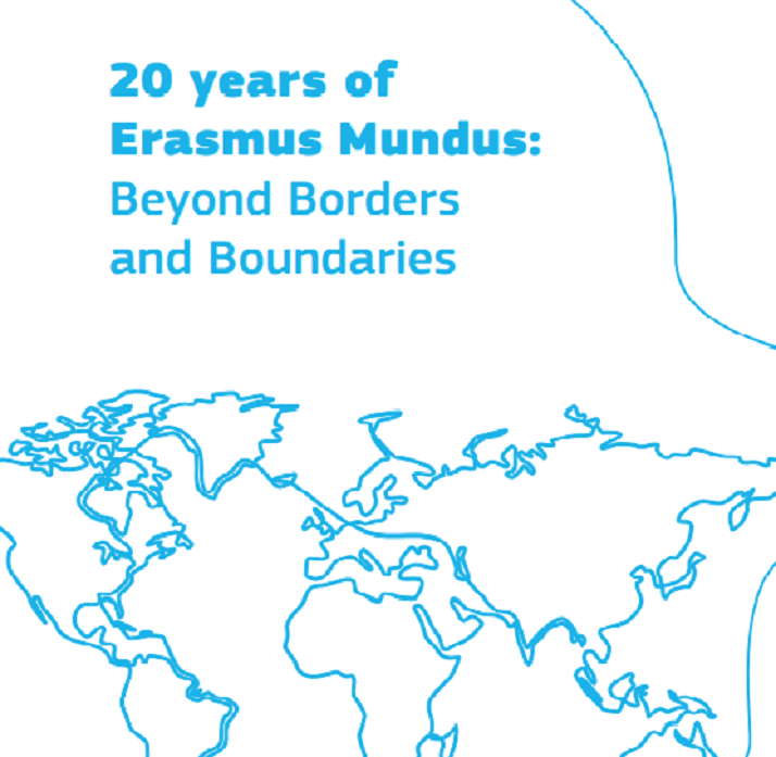 scritta in inglese 20 anni di Eramus mundus al dila dei confini 