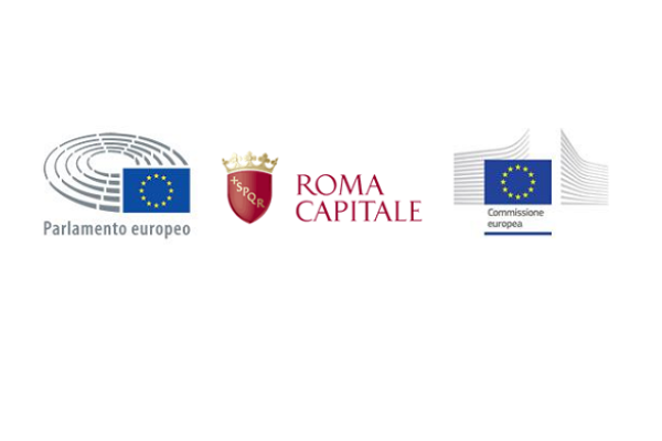 logo Parlamento europeo_Roma Capitale_Commissione europea